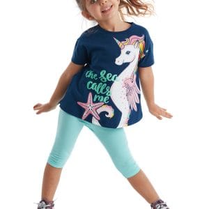 Sea Horse Unicorn Girl Leggings T-shirt Set - الصورة 1
