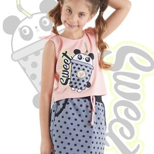 Panda Milkshake Girl T-shirt & Skirt Set - الصورة 1